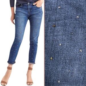GAP 1969 Stud Best Girlfriend Star Ankle Dark Indigo Blue Jeans. Size 27
